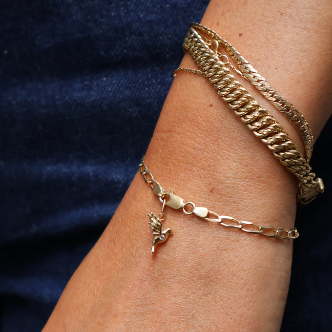 Birthstone Bluebird Pendant | Yellow Gold