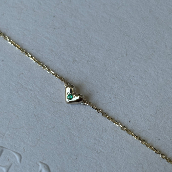 Mini Heart Stone Bracelet | Yellow Gold