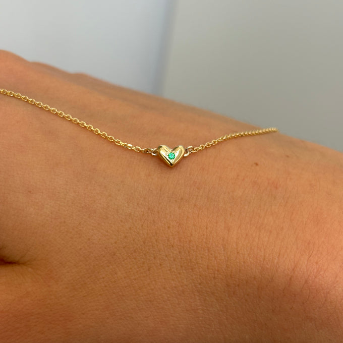 Mini Heart Stone Bracelet | Yellow Gold