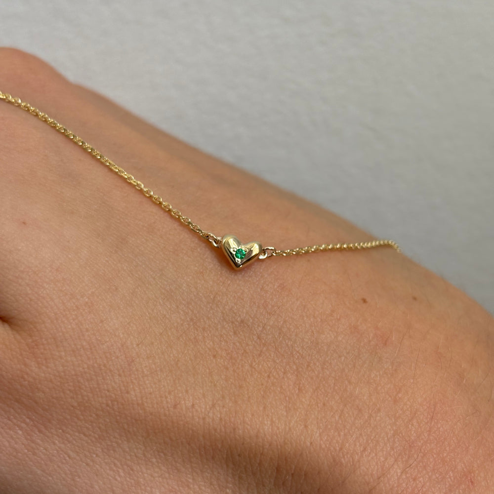 Mini Heart Stone Bracelet | Yellow Gold