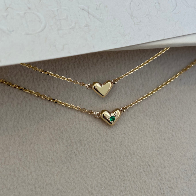 Mini Heart Stone Bracelet | Yellow Gold
