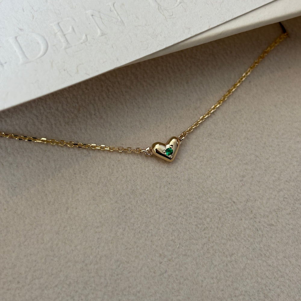 Mini Heart Stone Bracelet | Yellow Gold