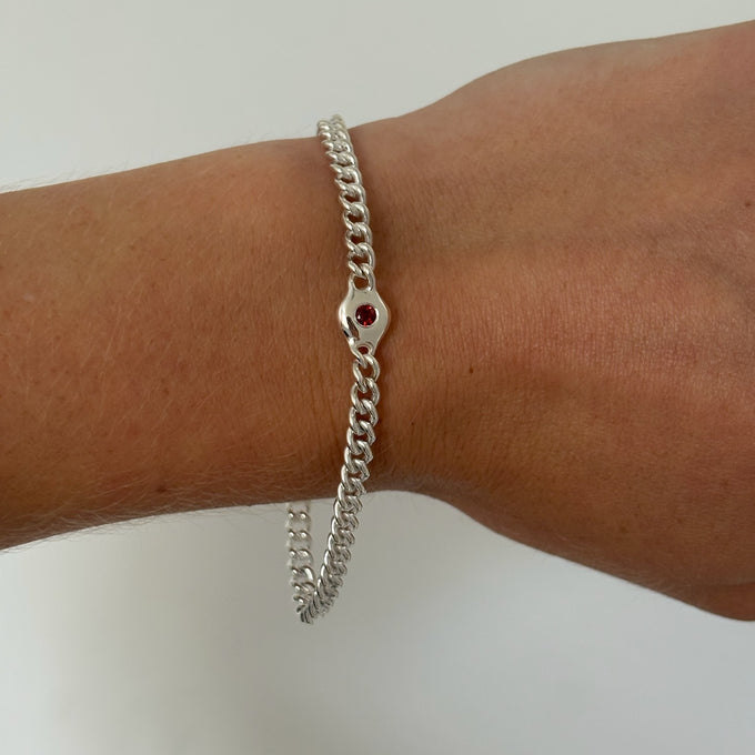 Pebble Stone Curb Bracelet | Silver