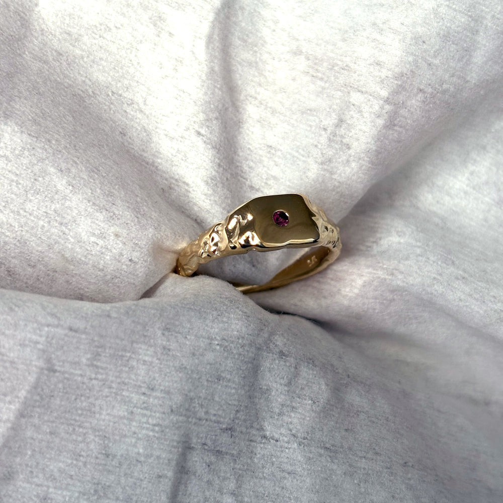 Slate Stone Signet Ring | Yellow Gold