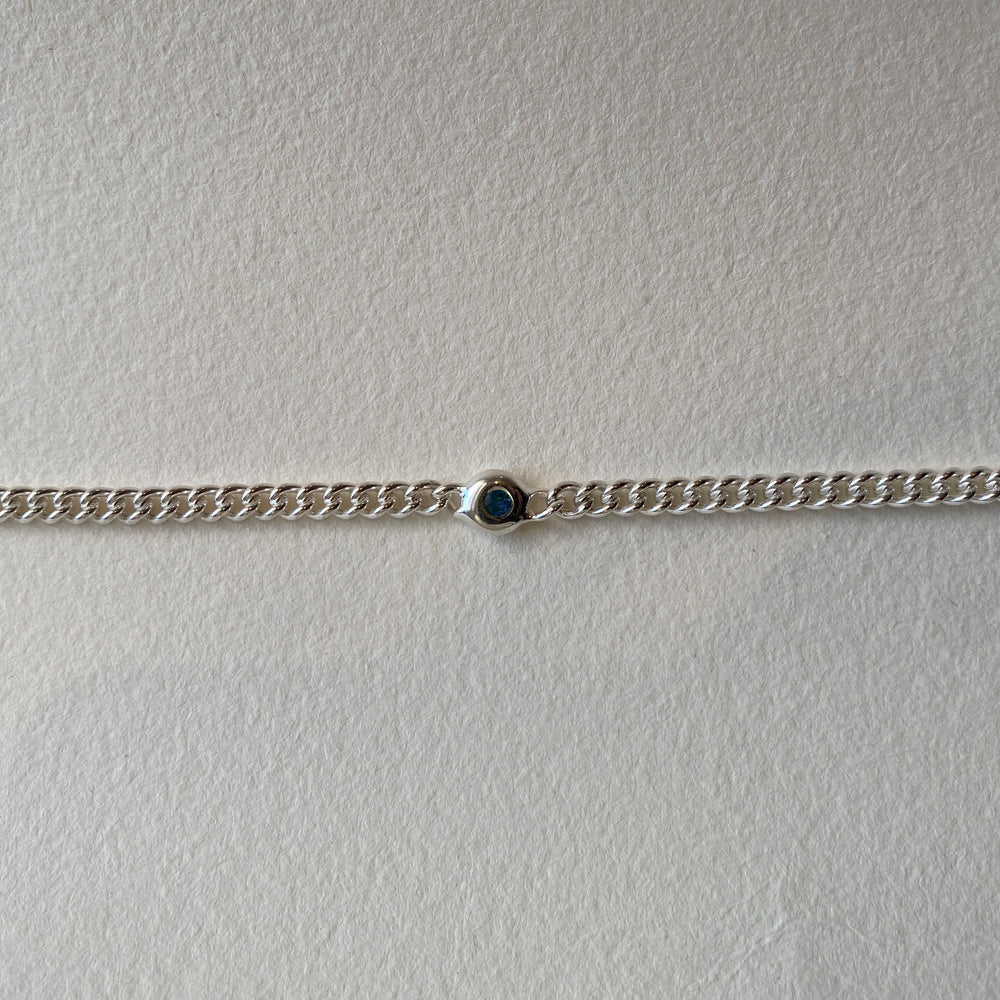 Pebble Stone Curb Bracelet | Silver