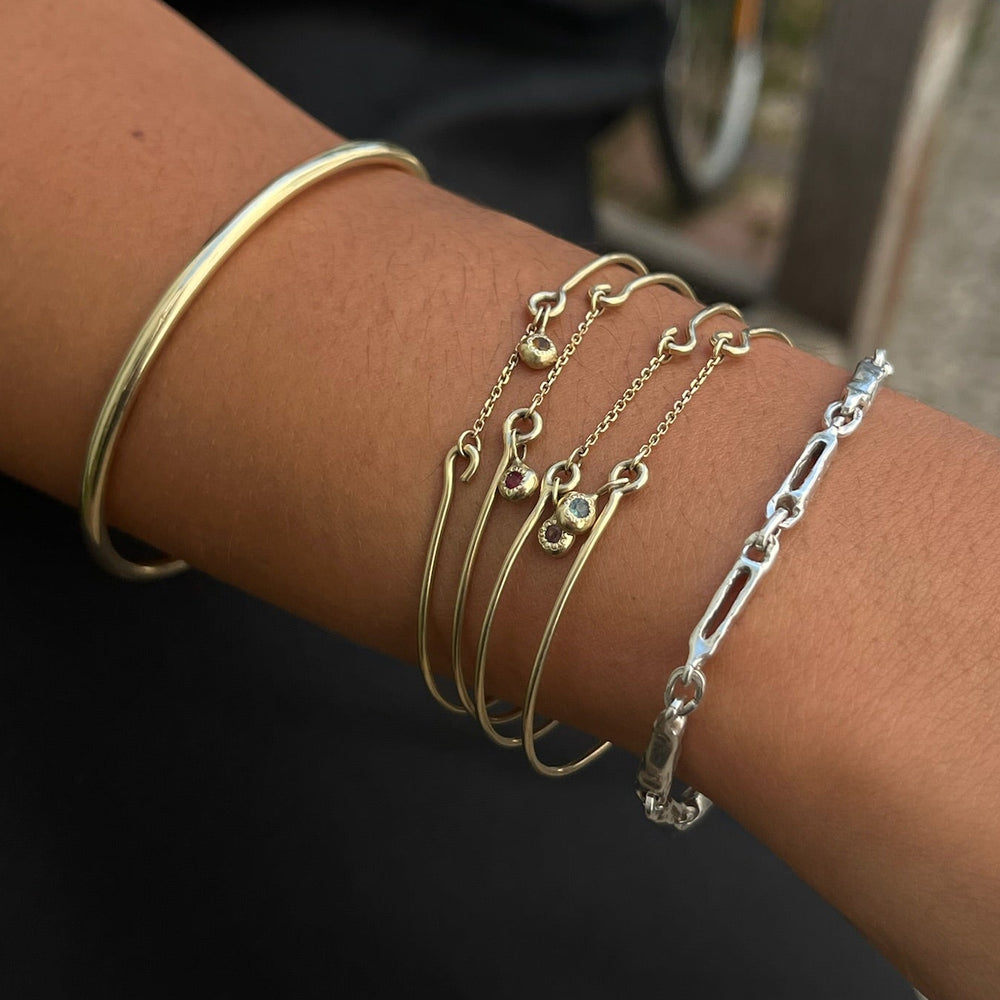 Birthstone Pendant Weave Bracelet | Yellow Gold