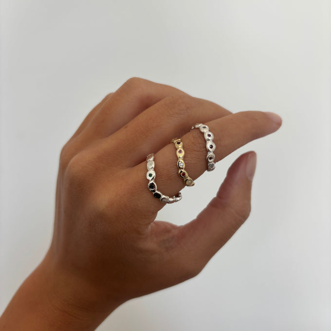 Pebble Stone Circuit Ring | Silver