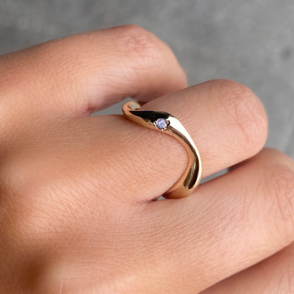 Curve Stone Ring 2.0 | Solid Gold