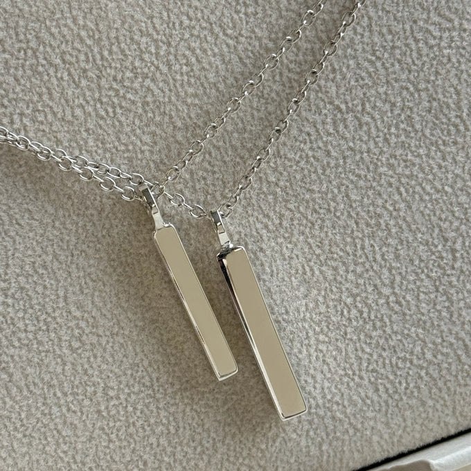 Custom Square Drop Pendant | Silver