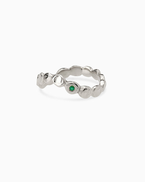 Pebble Stone Circuit Ring | Solid White Gold