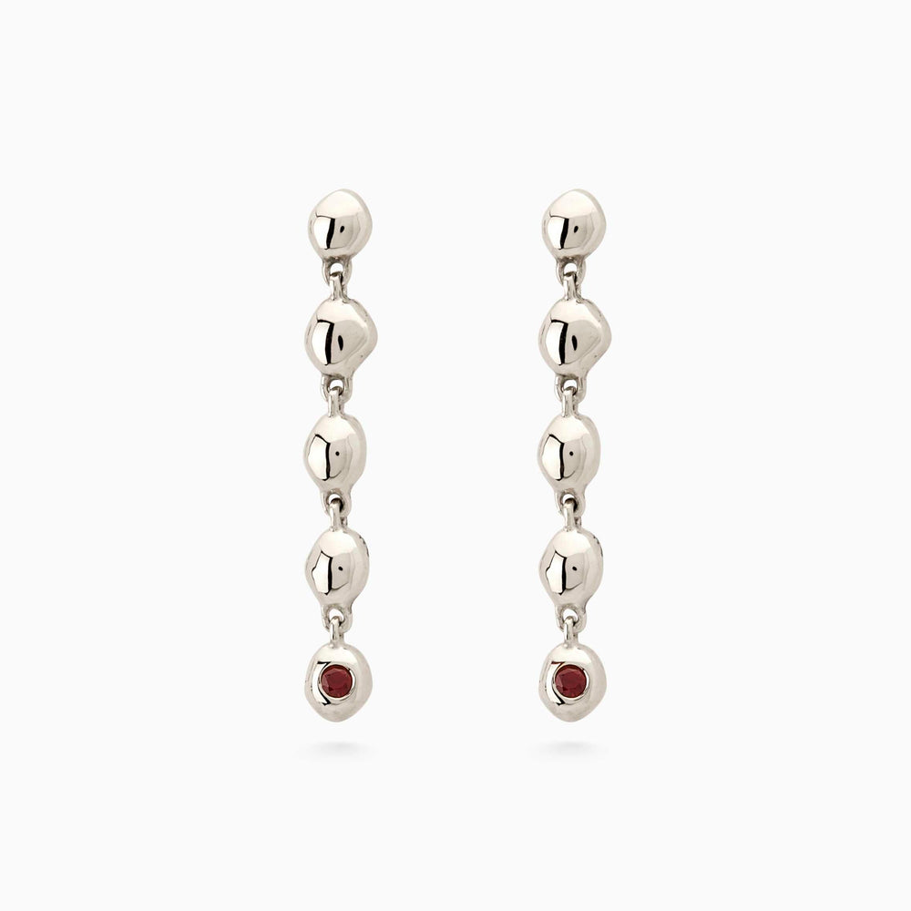 Ripple Stone Drop Earring | Solid White Gold