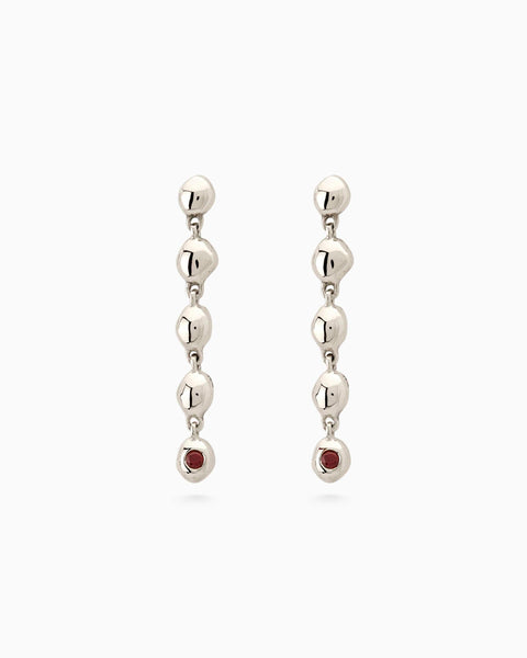 Ripple Stone Drop Earring | Solid White Gold
