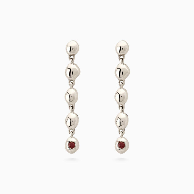Ripple Stone Drop Earring | Solid White Gold