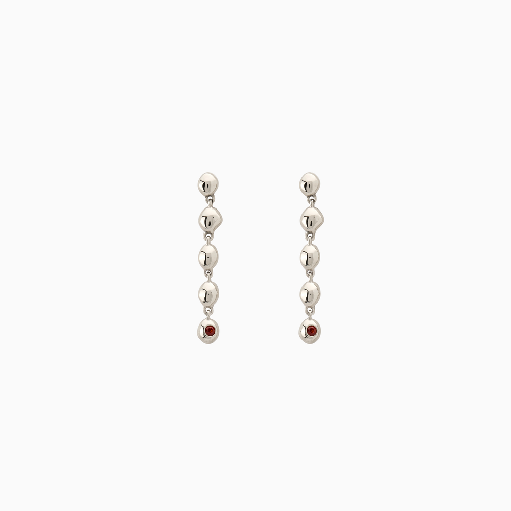 Ripple Stone Drop Earring | Solid White Gold