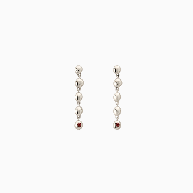 Ripple Stone Drop Earring | Solid White Gold