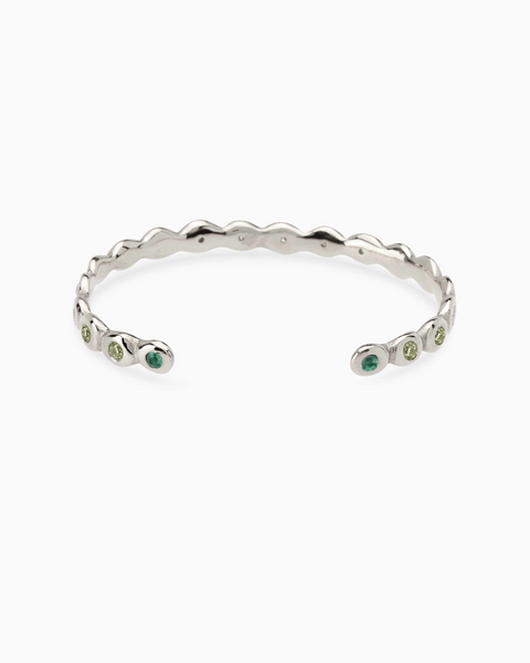 Ripple Stone Cuff  | Solid White Gold
