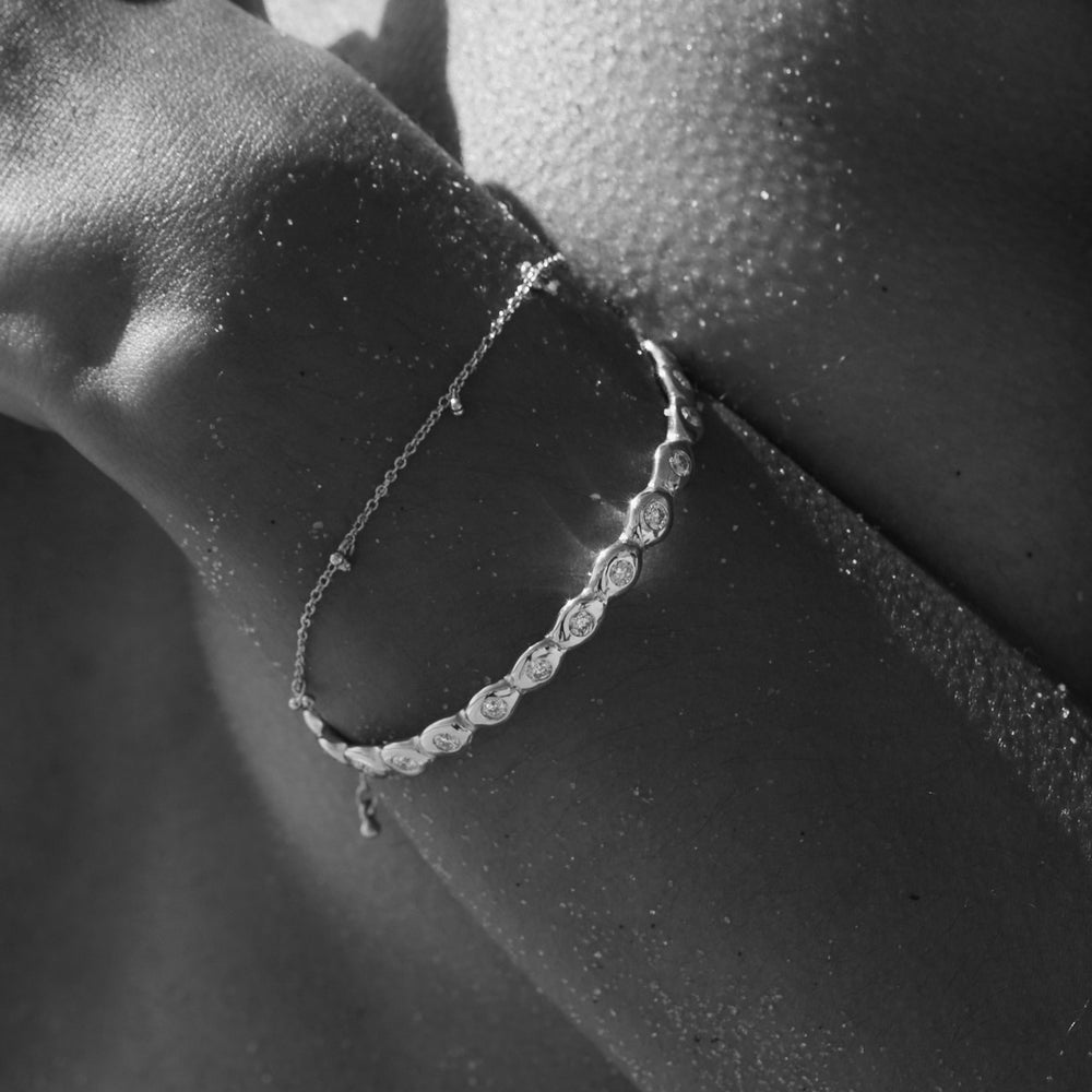 Ripple Diamond Cuff  | Solid White Gold