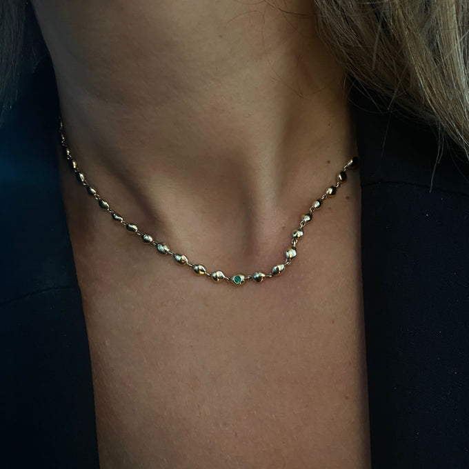 Ripple Stone Necklace | Solid Yellow Gold