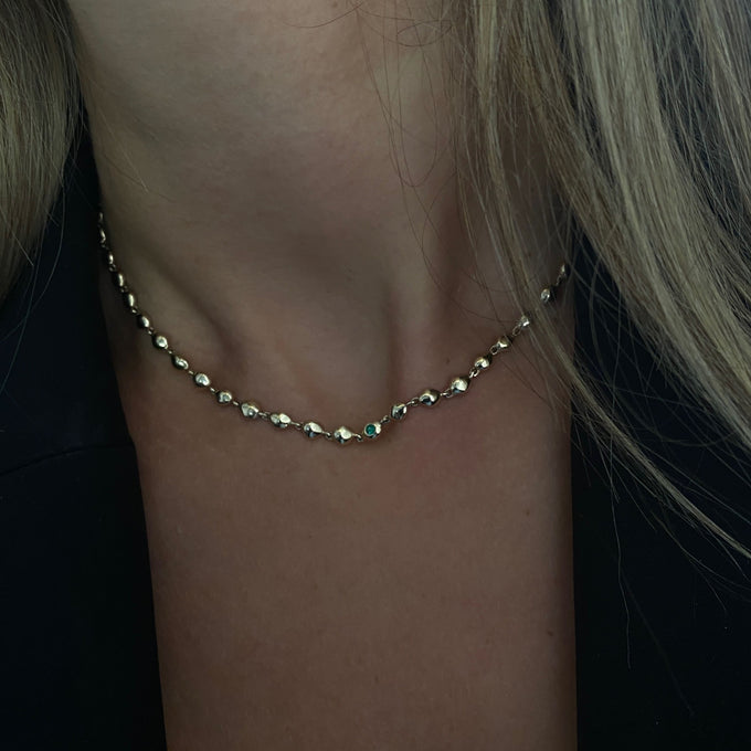 Ripple Stone Necklace | Solid Yellow Gold