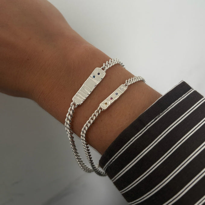 Anvil Tag Stone Bracelet | Silver