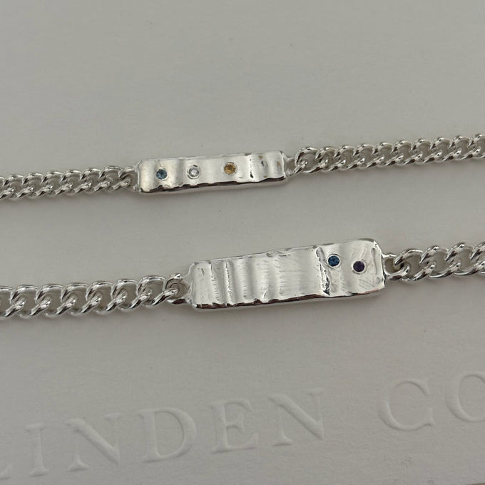 Anvil Tag Stone Bracelet | Silver