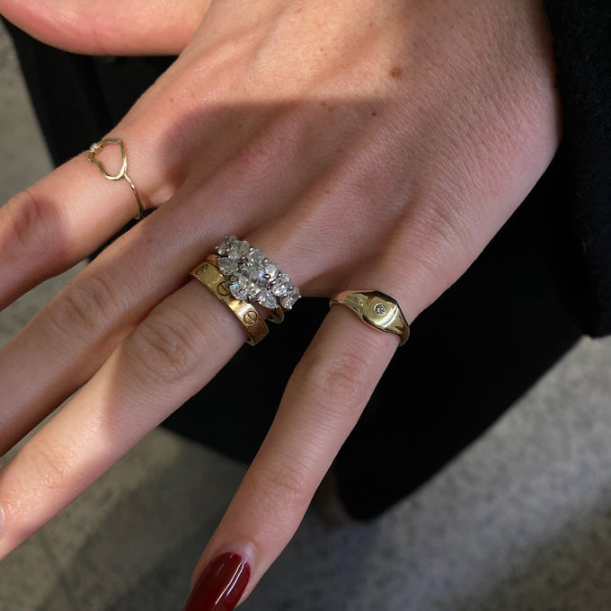 Petite Square Stone Signet | Solid Gold