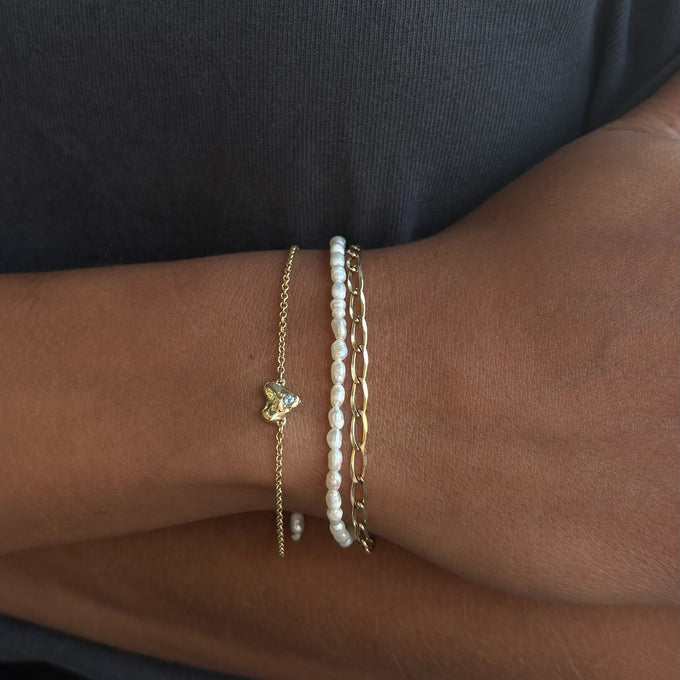 Organic Heart Stone Bracelet | Yellow Gold