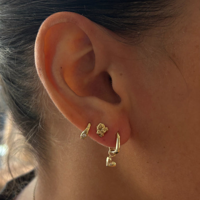 Mini Heart Stone Earring Charm | Yellow Gold