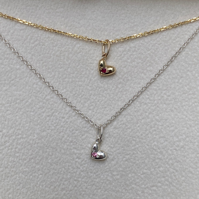 Mini Heart Birthstone Pendant | Solid Yellow Gold