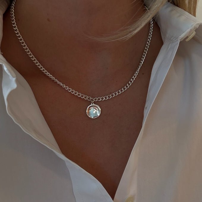 Custom Engraved Charm Necklace | Silver