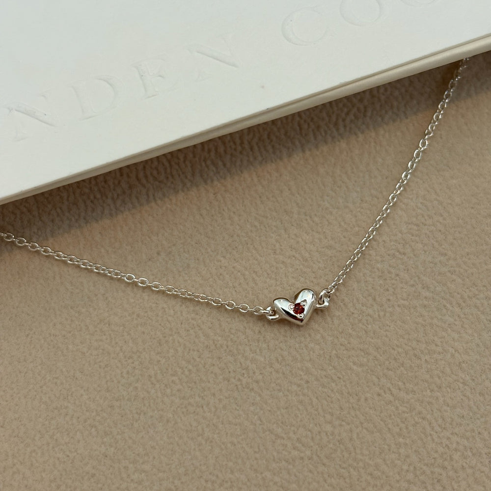 Mini Heart Stone Bracelet | Silver