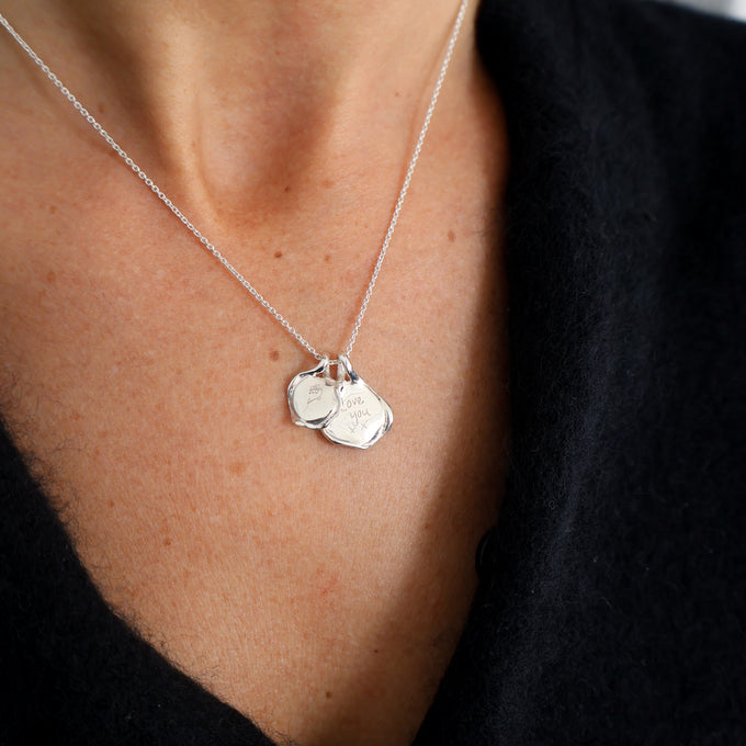 Custom Engraved Wave Pendant | Silver
