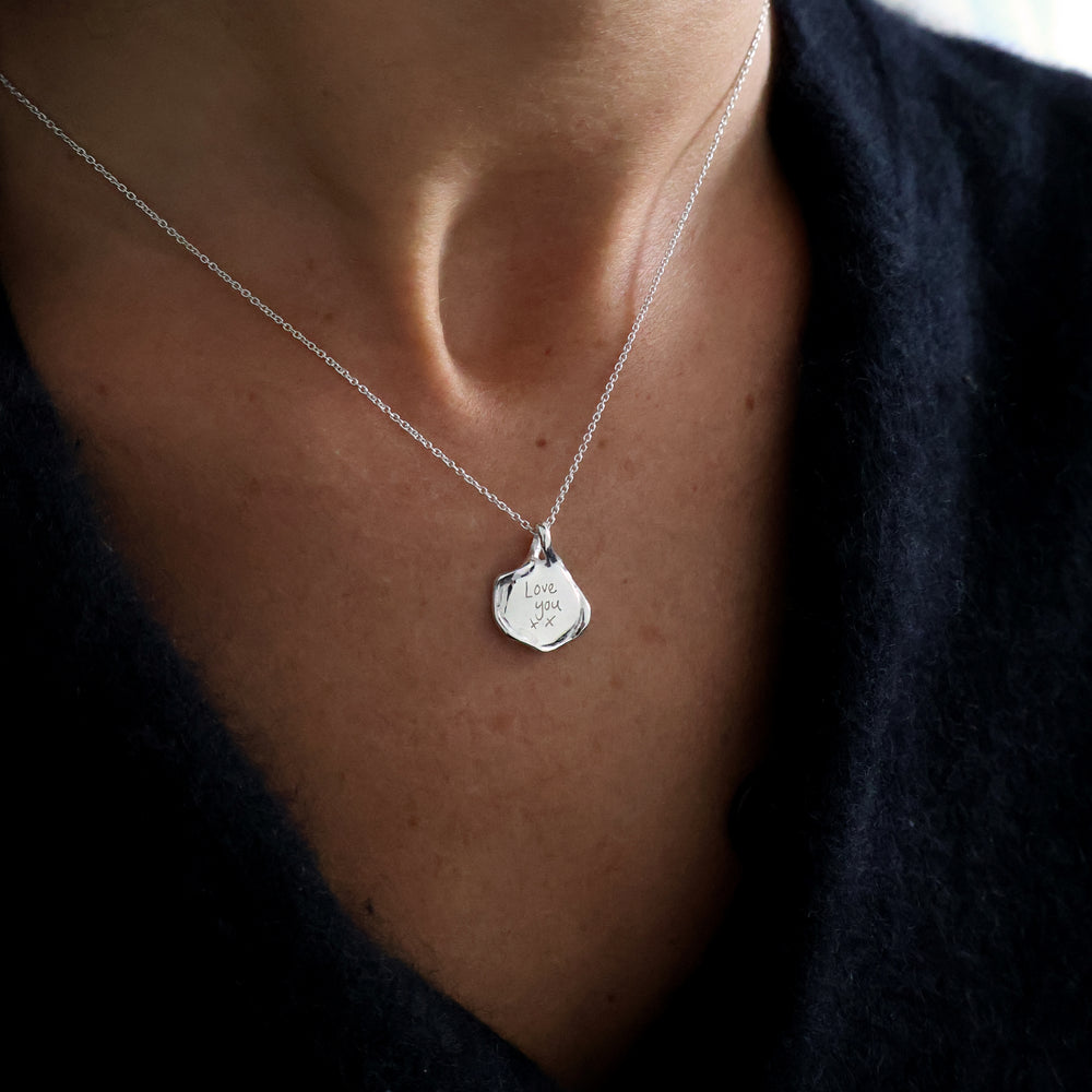 Custom Engraved Wave Pendant | Silver