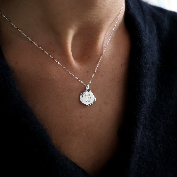 Custom Engraved Wave Pendant | Silver