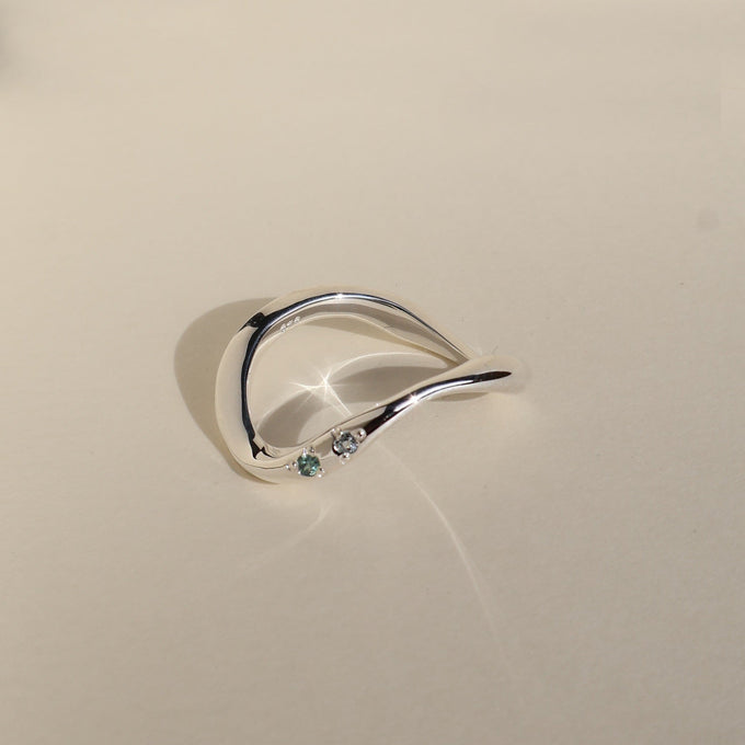 Curve Stone Ring | Silver
