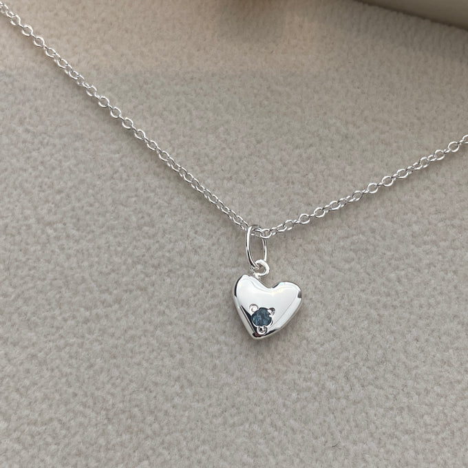 Heart Stone Pendant | White Gold