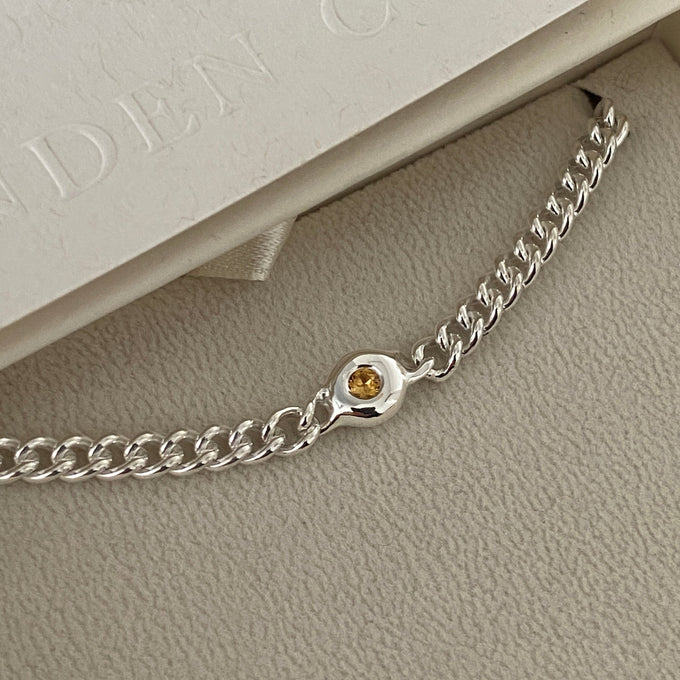 Pebble Stone Curb Bracelet | Silver