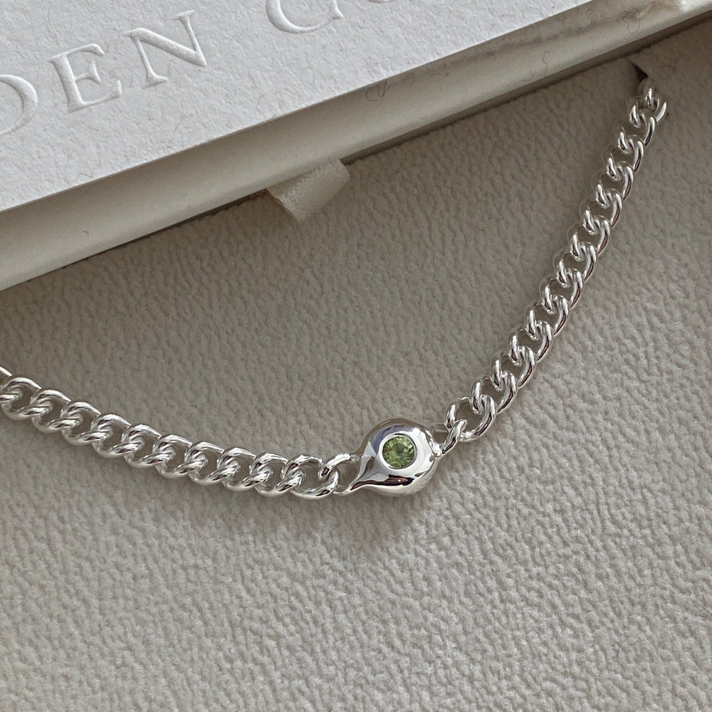 Pebble Stone Curb Bracelet | Silver