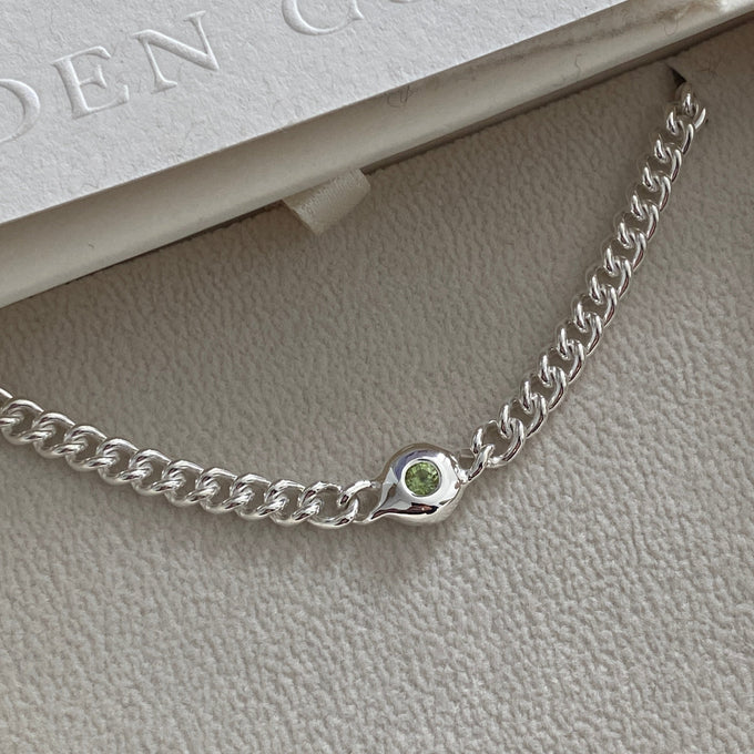 Pebble Stone Curb Bracelet | Silver