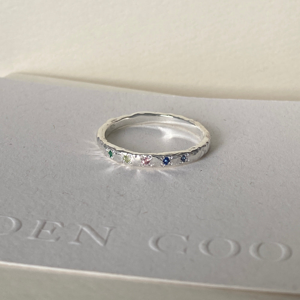 Hammered Stone Ring | Silver