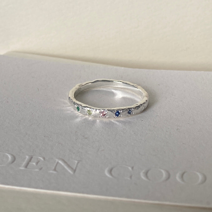 Hammered Stone Ring | Silver