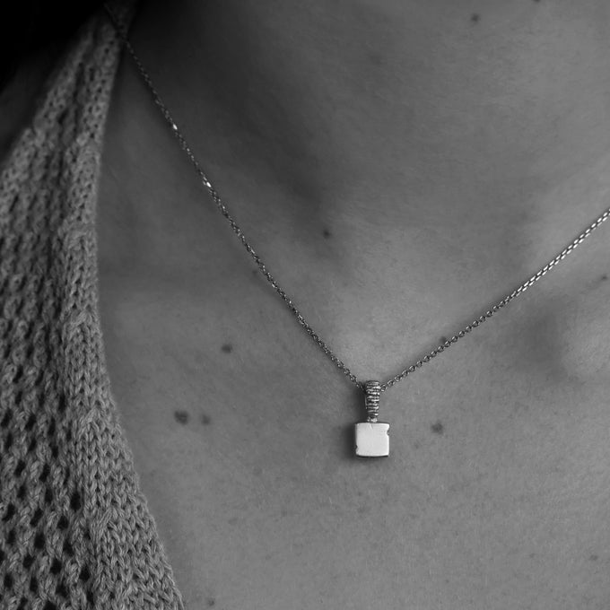 Custom X-Mini Slate Pendant (Stones & Engraving) | Rose Gold