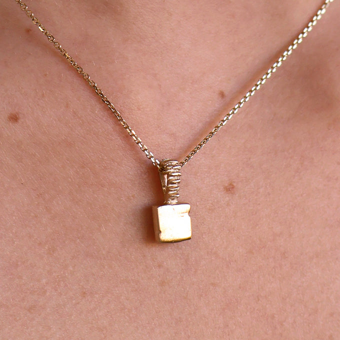 Custom X-Mini Slate Pendant (Stones & Engraving) | Yellow Gold