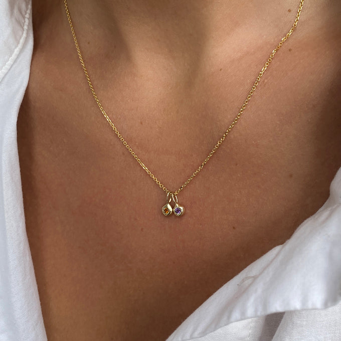 Tiny Birthstone Pendant | Yellow Gold