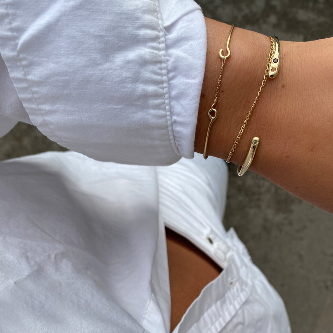 Collective Stone Cuff Bracelet | Solid Yellow Gold