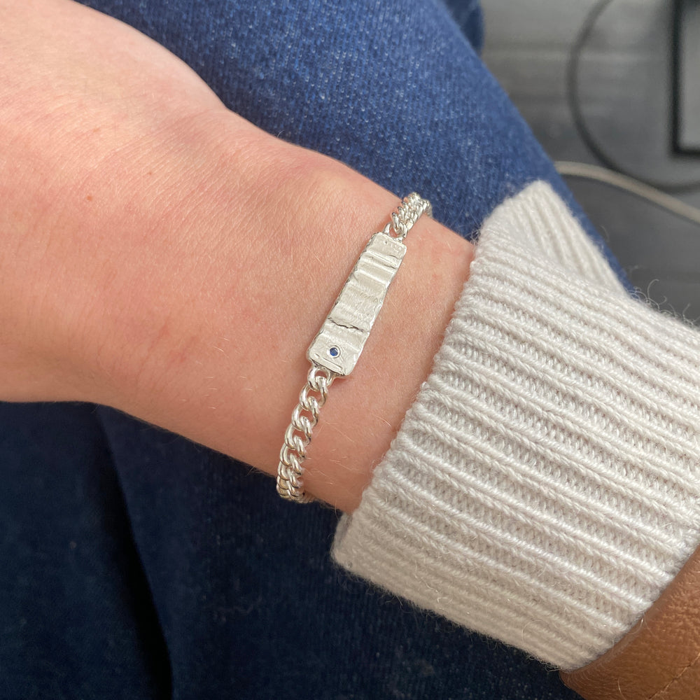 Anvil Tag Stone Bracelet | Silver