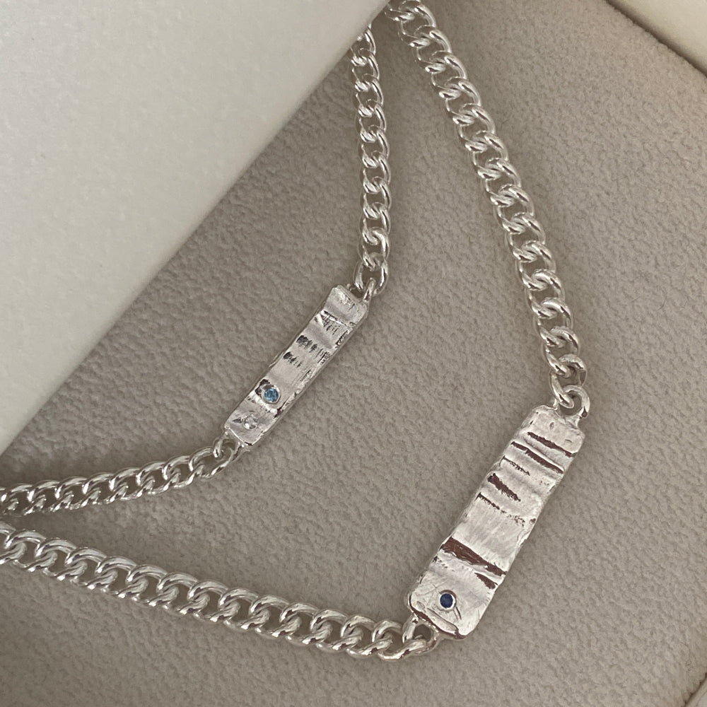 Anvil Tag Stone Necklace | Solid White Gold