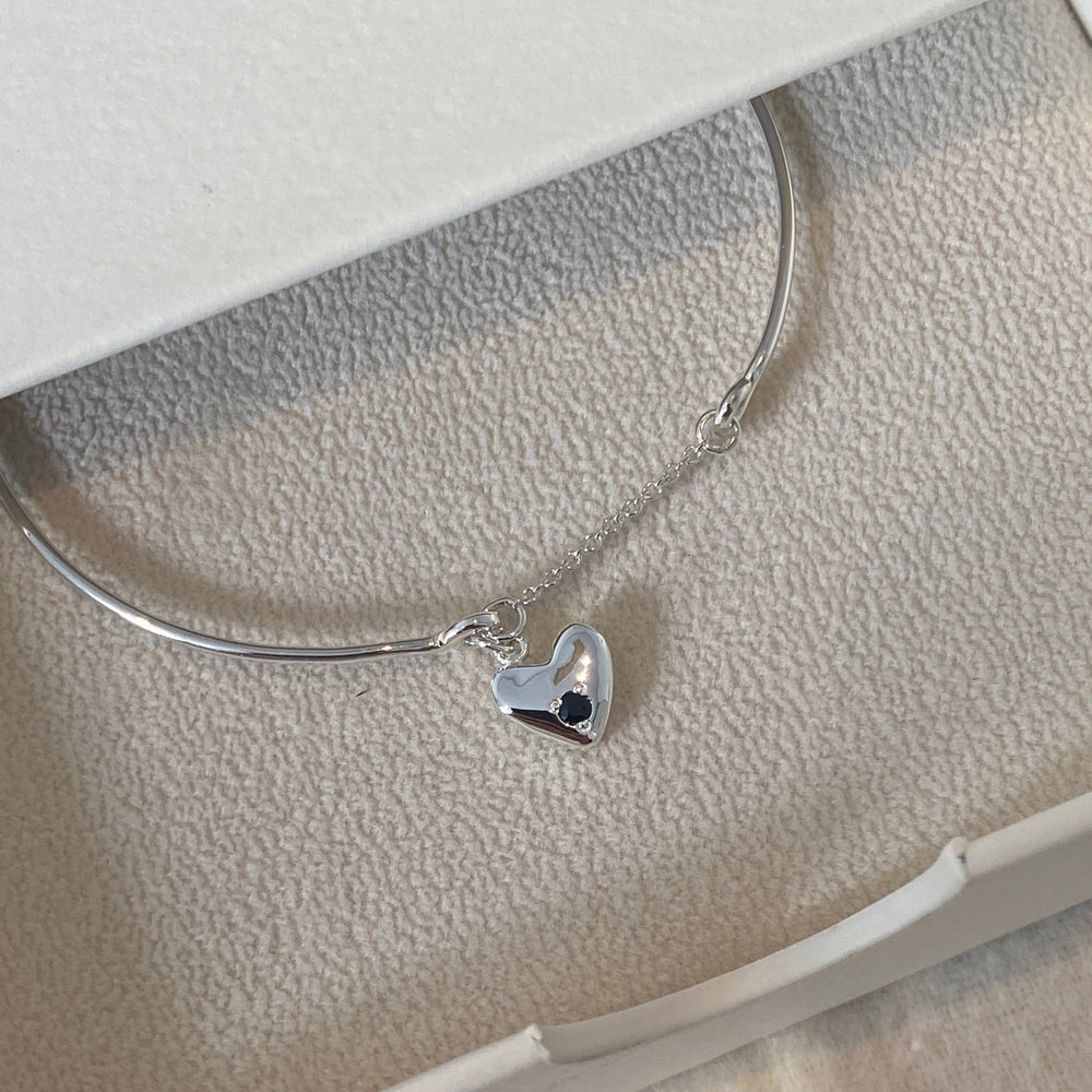 Heart Stone Pendant Weave Bracelet | Silver