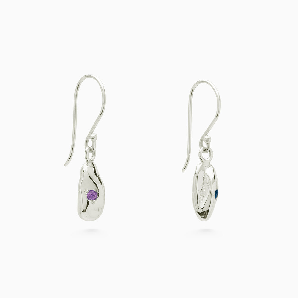 Birthstone Ingot Drop Earrings | Silver