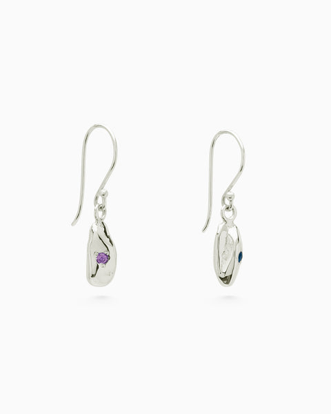 Birthstone Ingot Drop Earrings | Silver